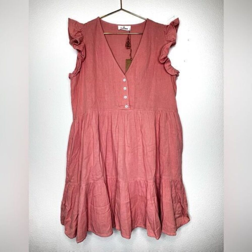 NWT Soludos DRESS ROSALIE SOFT SUNSET PINK flutter sleeve cotton boho coastal